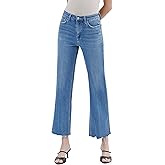 Lovervet by VERVET Women's High Rise Raw Hem Ankle Slim Wide Jeans
