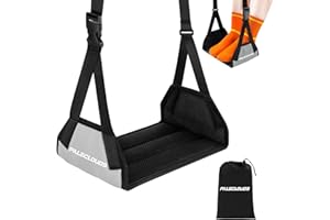 PALECLOUDS Foot Hammock for Plane Travel, No Collapse Thickened Bamboo Airplane Foot Rest for Long Flight, Desk Foot Hammock with Extended Adjustment Strap to Relax Your Feet, Foot Sling Travel Essentials