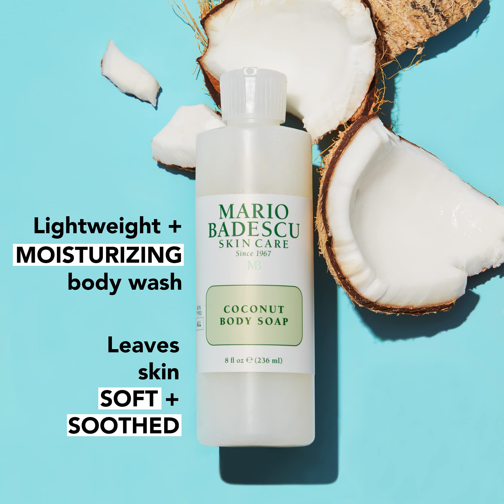 Mario Badescu Coconut Body Soap for All Skin Types | Moisturizing Shower Gel Body Wash for Women and Men That Cleanses Skin | Formulated with Coconut Fruit Extract & Jojoba Oil | 8 FL OZ