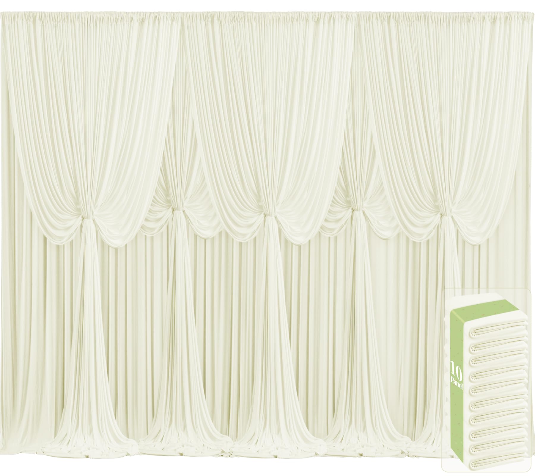 Photo 1 of 10 Panels Ivory Backdrop Curtains for Wedding Party Wrinkle Free Backdrops Curtain Drapes Fabric Decorations Photo Back Drop Cloth for Baby Shower Photography Stage Reception 50ft(W) x 12ft(H)
