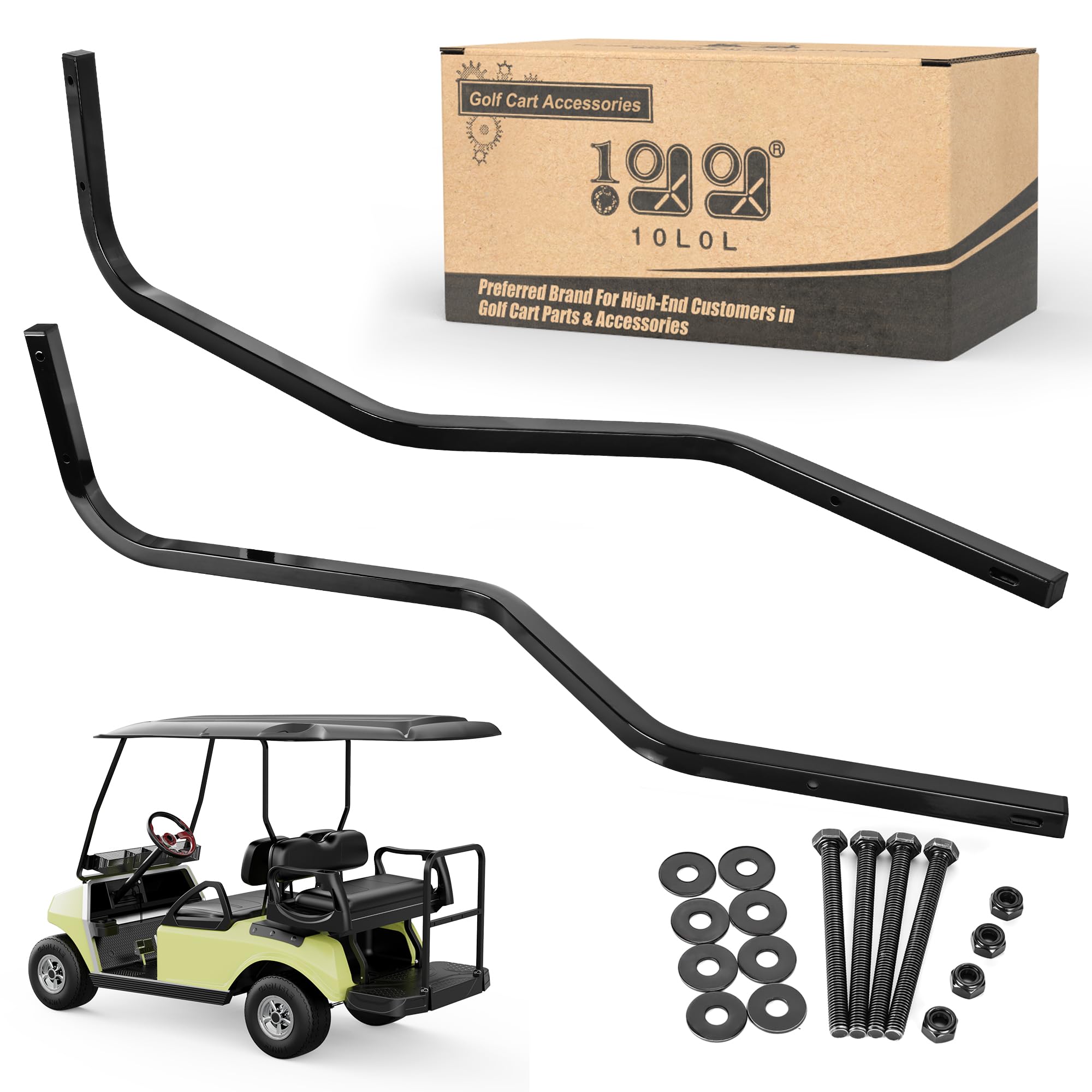 Photo 1 of 10L0L Heavy Duty Golf Cart Rear Strut Support Brackets for Club Car DS Long Roof (Fits 88 Inch Long Top Models Only), Durable Rear Strut Brace & Long-Lasting Performance