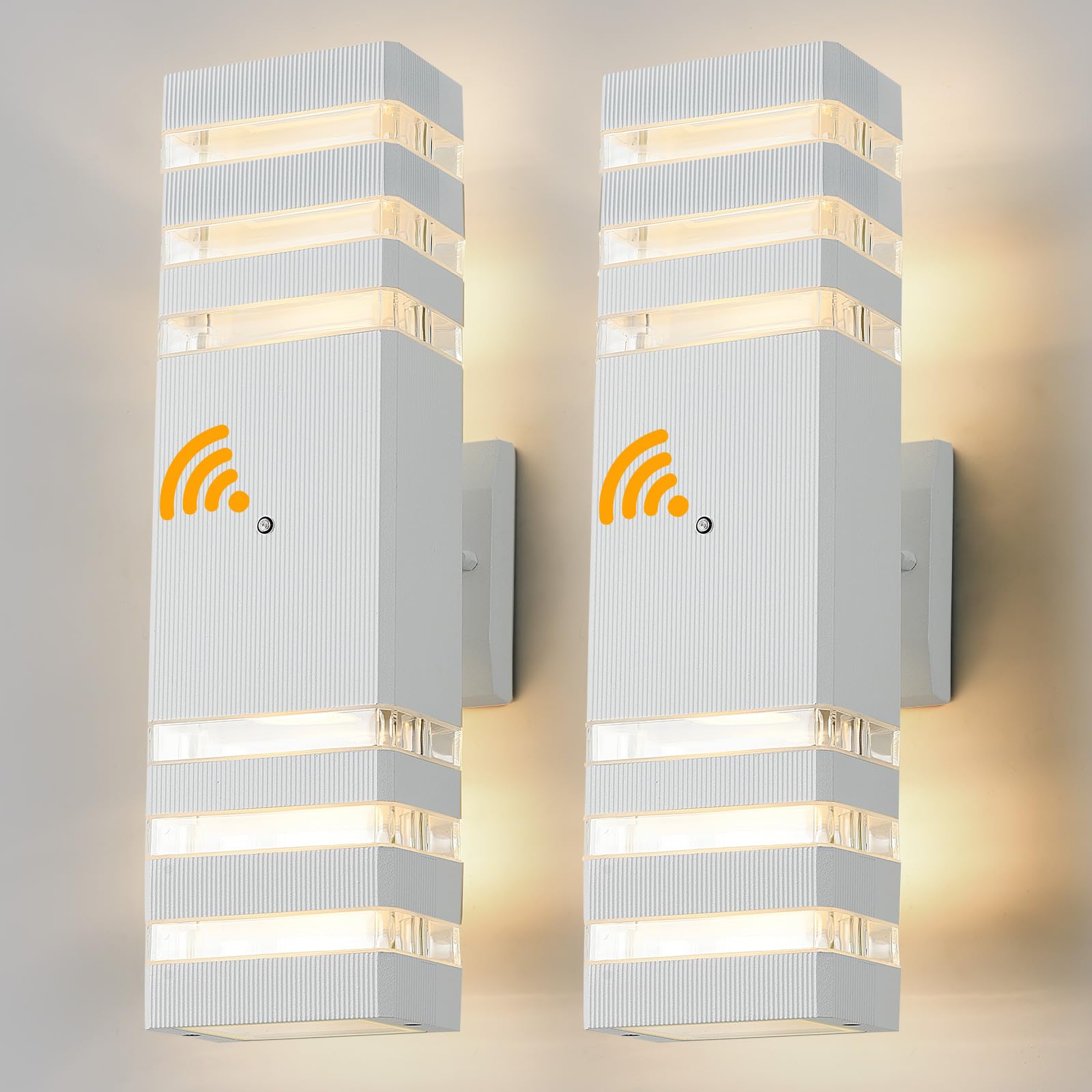 Photo 1 of TEBLAMPUE Dusk to Dawn Outdoor Wall Lights 2 Pack, White Front Porch Light Fixture, Anti-Rust Black LED Up and Down Outdoor Lights for House Hallway Garage Entryway