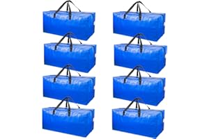 DINRUIAG Heavy Duty Moving Bags with Strong Handles, 8 Pack Extra Large Storage Bags with Smooth Zipper, Oversized Storage Tote for Clothes Moving Supplies Dorm Essentials Household Containers