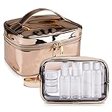Cosmetic Bag & Clear Toiletry Bag Set, Morpilot Fashionable Portable Women Makeu