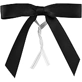 Restaurantware-Gift Tek 3 x 2.5 Inch Satin Ribbon Bows, 100 Twist Tie Bows - Pre-Tied, Vibrant, Black Polyester Gift Wrapping Bow, For Treat Bags, Crafts, Packages, Decoration