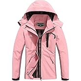 Women's Waterproof Lightweight Raincoat Windproof Windbreaker with Detachable Hood Breathable Outdoor Rain Jacket for Hiking
