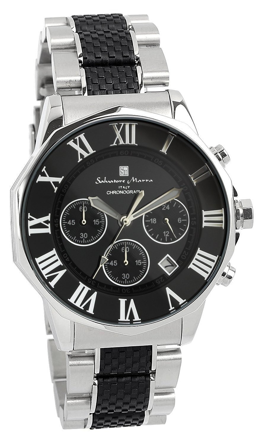 Salvatore Marra(サルバトーレマーラ) SM15104 Men’s Wristwatch, Watch, Chronograph, 10 ATM Waterproof, Business, Formal, Italian Brand, Exclusive Model, silver/black