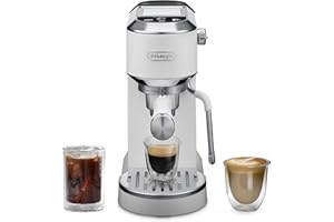 De'Longhi Dedica Duo Compact Espresso Machine - Cold Brew Coffee Maker with Milk Frother Wand- for Espresso, Hot & Iced Coffee, Cappuccinos, Lattes & Home Barista Brewing, Vanilla