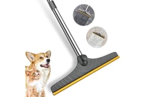 TIANQIN WY 5FT Carpet Rake Pet Hair Remover, Reusable Carpet Rake with Telescopic Handle for Pet Hair Removal Tool Dog Cat Fur Remover Broom for Rugs, Mats, Beds, Stairs (Gray)