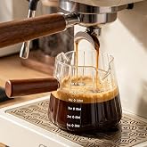 Farielyn-X 6 oz Espresso Cups With Wood Handle, Espresso Accessories, Ribbed Milk Frothing Pitcher, Glass Measuring Cup, Shot Glass with V-Shaped Mouth, Coffee Bar Epresso Shots Cup