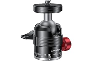 ATUMTEK 20mm Aluminum Mini Ball Head Screw Tripod Mount, 360° Swivel Panoramic Metal Tripod Ball Head with 1/4” Female Threaded Adapter for Tripod Monopod Slider Camera and Camcorder up to 11 Pounds