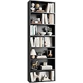 FACBOTALL 82" Tall Bookshelf, 7-Tier Open Shelves Bookcase, Freestanding Display Storage Shelves, Tall Bookcase Home Decor Furniture for Home Office, Living Room, Bedroom, Black