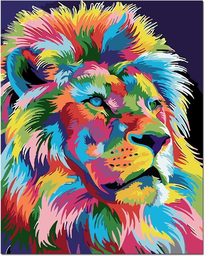 DIY Oil Painting by Number Kit 16 x 20 Inch for Adult/Children,DIY Wall Decor Ingenious Decorations Gifts Idea Colorful Animals