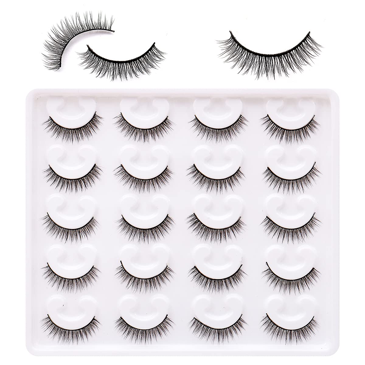 Tumzzle Short Eyelashes Natural Look Wispy Lashes Pack 3d 10 pairs Short Lashes Bulk Reusable Faux Mink Lashes 100% Handmade Fake Eyelashes