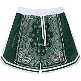 BOOMLEMON Men's Basketball Shorts Workout Athletic Paisley Shorts Mesh Print Running Short Pants