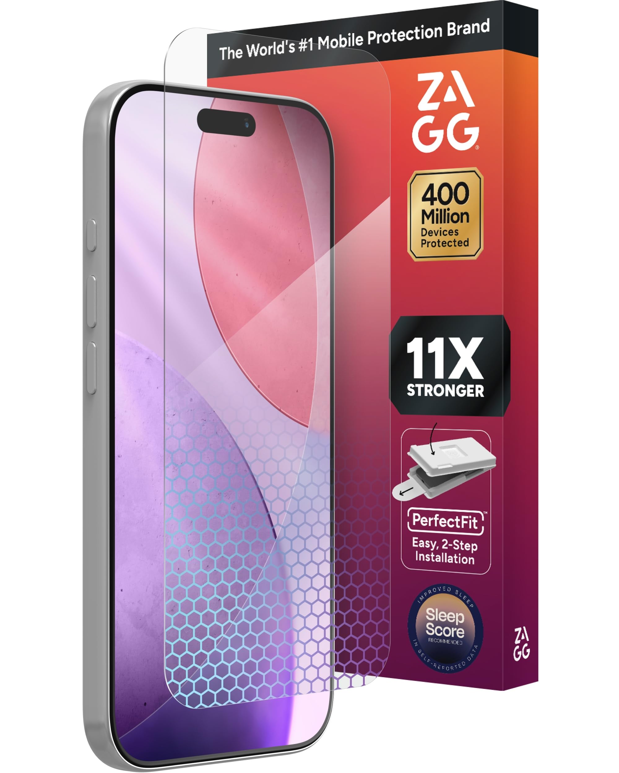 Photo 1 of ZAGG XTR5 Screen Protector for iPhone 17 Pro - Glass, Blue Light Protection, 11X Stronger, Eyesafe CPF60 Tech, Anti-reflective Tech, Vibrant Color & Touch Sensitive Tempered Glass, Easy To Install