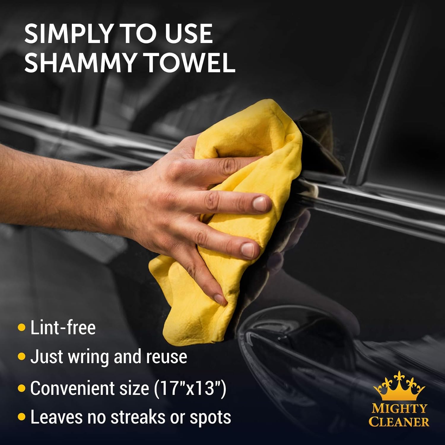 Premium Mini Chamois Cloth for Car - 2pack +1 Bonus Car Shammy Towel -17”x13” - Super Absorbent Reusable Shammy Cloth for Car - Scratch-Free: Kitchen & Dining