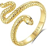 EUDORA Snake Ring for Women Men S925 Sterling Silver, Open Cool Snake Band 18K Gold Plated Sterling Silver Adjustable Rings Jewelry Gifts for Women Men