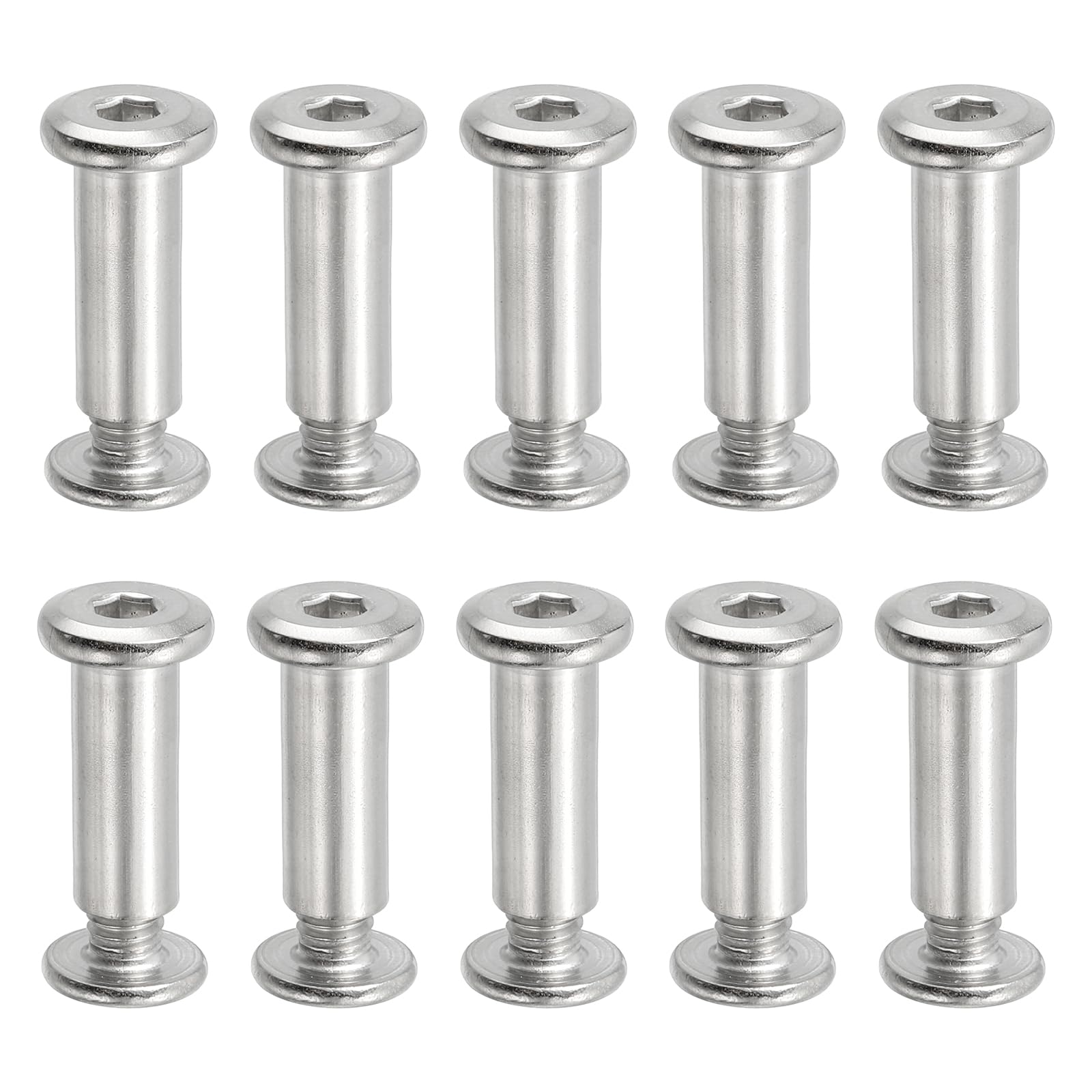 PATIKIL Hex Chicago Screws, 20 Set Binding Screw Posts M6 x 20 mm Connecting Hex Drive Socket Cap Bolt Nuts for Scrapbook Leather Belt Album Photo Furniture Repair, Silver