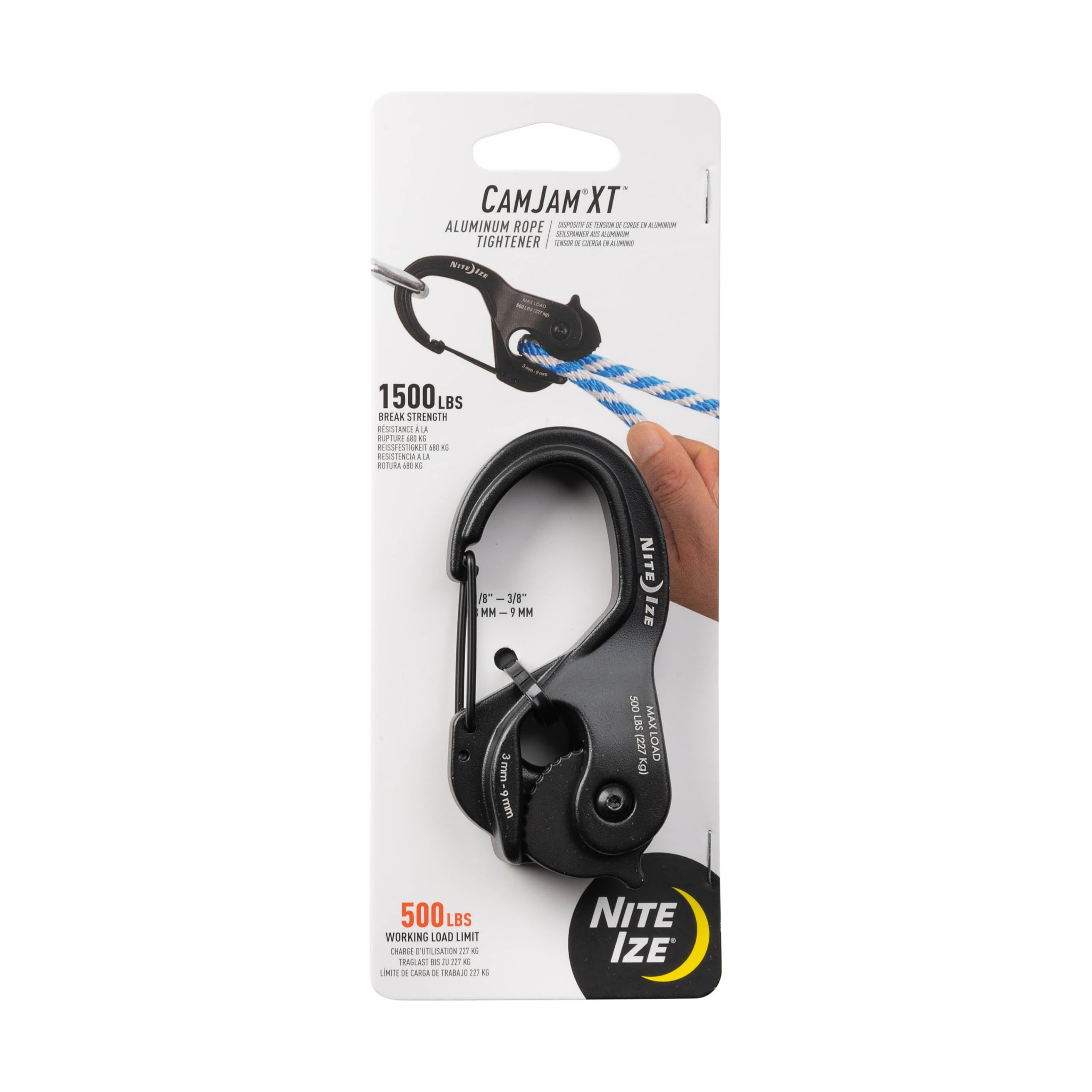 Nite Ize NCJLA-01-R3 Cam Jam XT Aluminum Cord Tightener, Black, Large