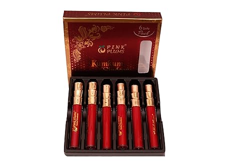 PINK PLUMS Matte Red Liquid Sindoor/Kumkum with Glitter, (Pack of 6 Units)