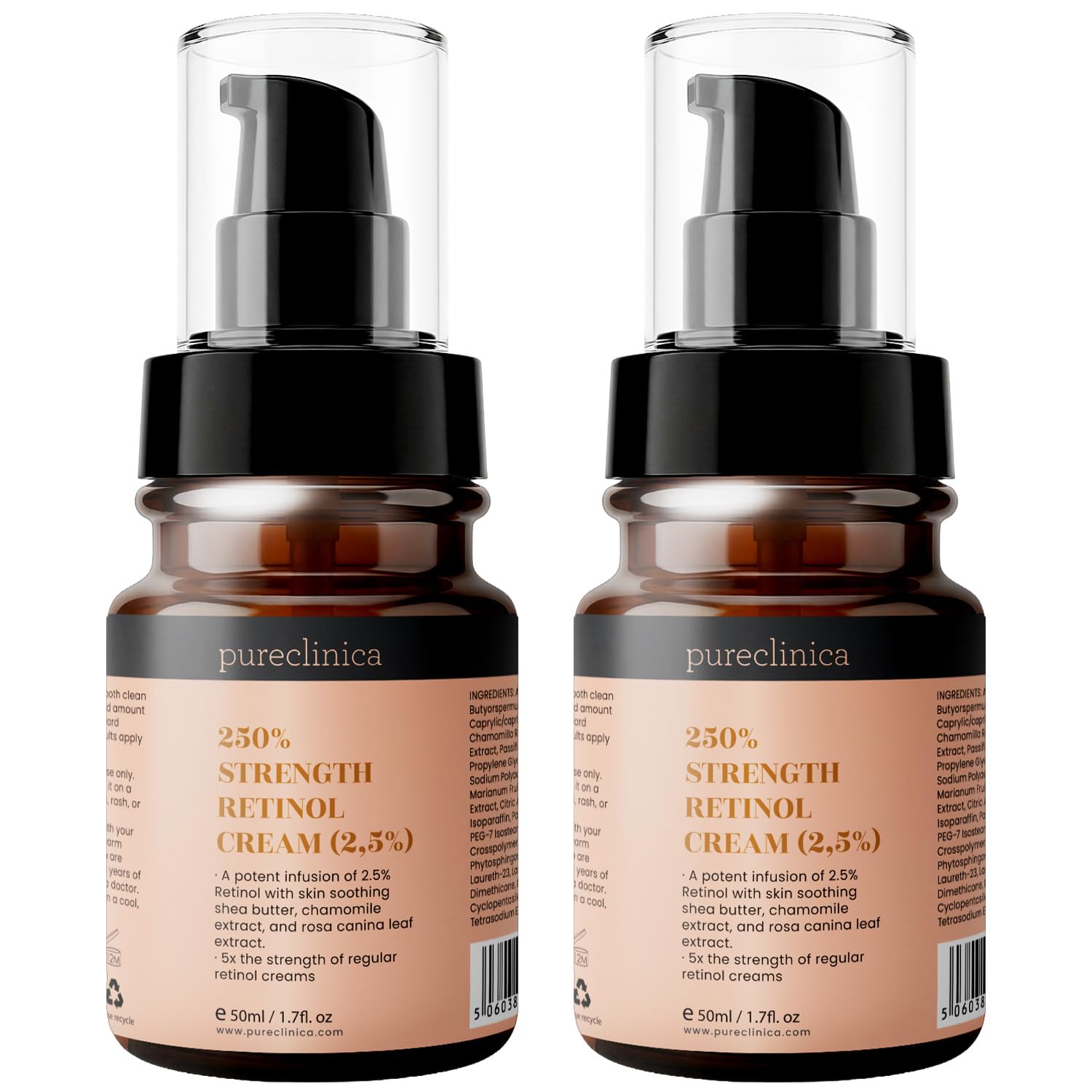 250% Strength Retinol Cream – 50ml/ 1.7 fl. oz. (2 Bottles) Potent anti-aging, with 2.5x active ingredients