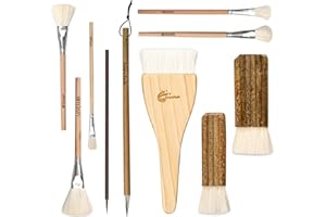 LEYCLUB Pottery Glaze Brushes,10 PCS Painting Ceramic Brush Set, Different Shape Wool Soft Bristle for Ceramic Pottery Glazing Creation