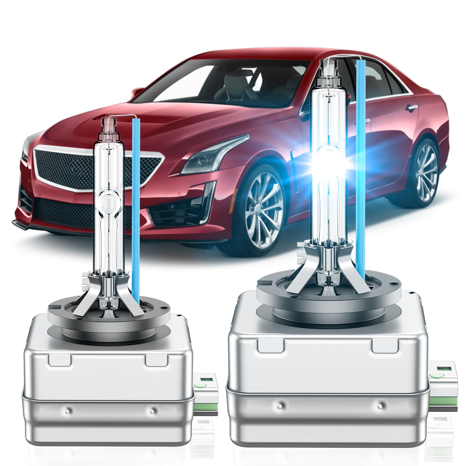 Photo 1 of SENROBO Fit for Cadillac 2013-2019 ATS 2016-2019 CTS 2013-2017 XTS D3S HID Xenon Headlight Bulbs, 350% Brightness, High Low Beam Light Bulb, 8000K White Blue, Pack of 2