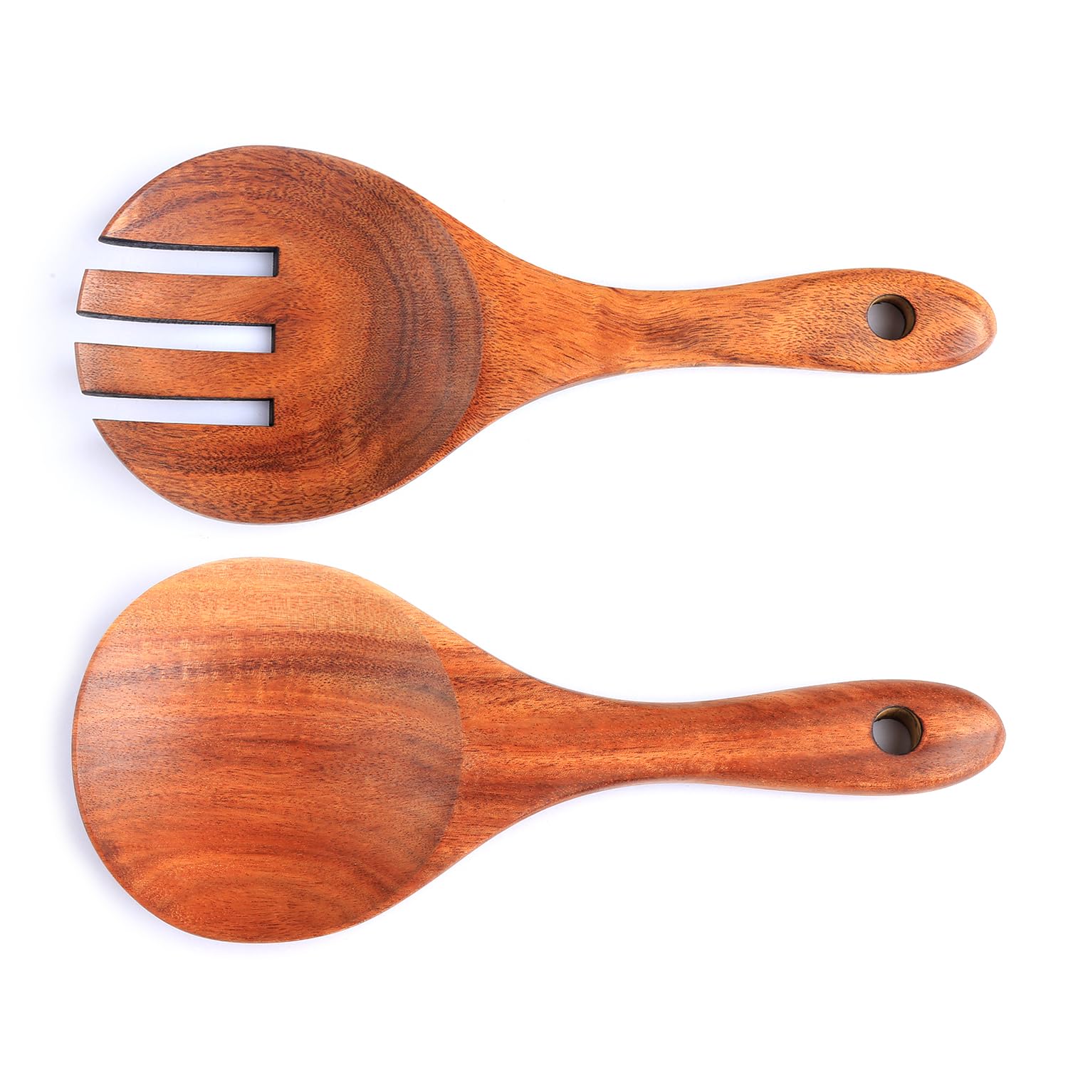 Tabanzhe 2 PCS Wooden Salad Servers,Natural and Environmentally Friendly Salad Spoon and Fork,Salad Mixing Server Set,Kitchen Cooking Tableware
