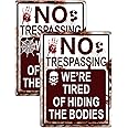 Funny No Trespassing Halloween Sign - Metal Tin Novelty Decor For Home & Gates