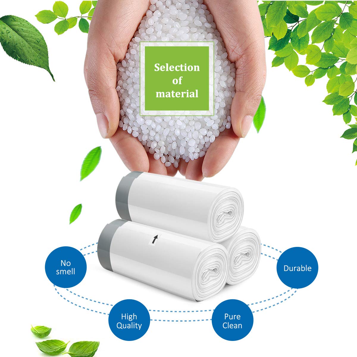4 Gallon 160 Counts Strong Drawstring Trash Bags Garbage Bags by Teivio, Bathroom Trash Can Liners fit 12-15 Liter Trasn Bin, Small Plastic Bags for home office kitchen, White Wastebasket Liners