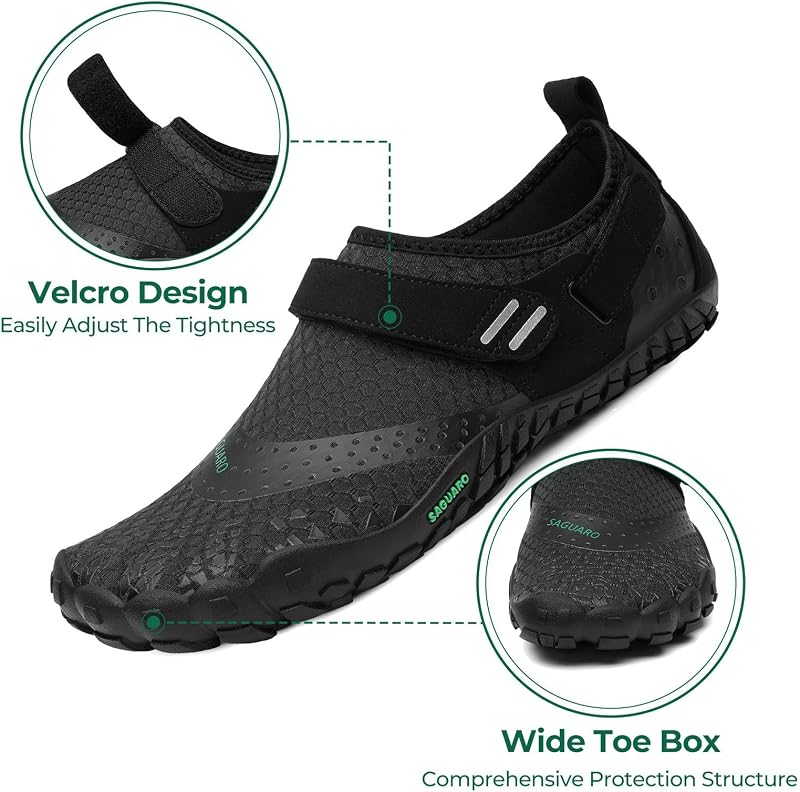 Barefoot Shoes Uomo Donna Scarpe Barefoot - Scarpe Minimaliste Scarpe da Palestra - Traspiranti Scarpe da Scoglio - Punta Larga e Suola a Goccia Zero Night Black, Gr.41 EU