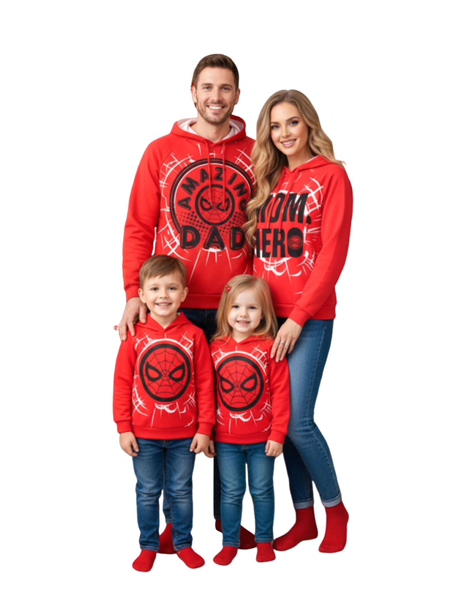 Photo 1 of ++1 pcs++Marvel Family Hoodie Sweatshirts, Spider-Man Letter Print Long Sleeve Casual Style Fall Winter Pullover, Christmas Party Kids Loose Fit, Red Sizes 2T