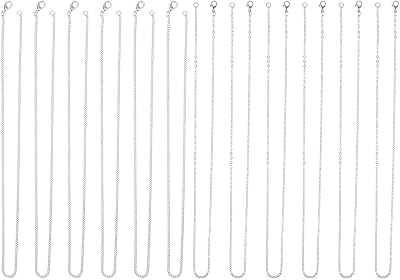 EBOOT 12Pcs Silver Plated Link & Twisted Cross Chain Necklace Set 18in