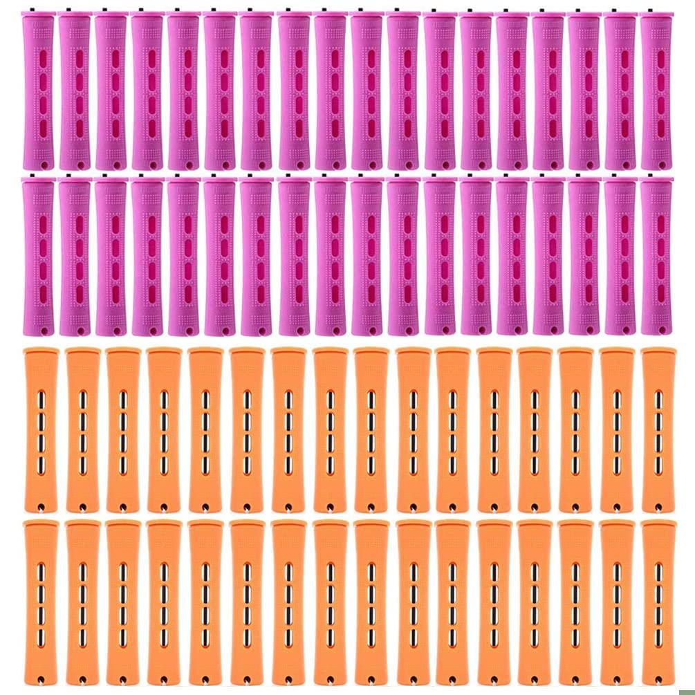 Perm Rods Set Cold Wave Rods Perm Rods for Natural Hair Hair Roller Curler Jumbo Perm Rods for Long Hair Curly Rods Tools for DIY (Purple&Orange 40 Pcs) — image 1