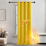 Deconovo Lemon Yellow Thermal Curtain Eyelet 1 Panel W55 x L95 Blackout