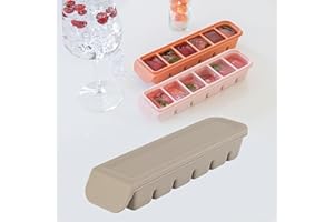 Firgi 6 Section-1oz, Gray 100% Food Grade Silicone Ice Cube Tray Food Container with Airtight Locking Lid, Fruit Vegetable Purees, Breastmilk Storage for Baby & Toddler Food | BPA Free Korea Made