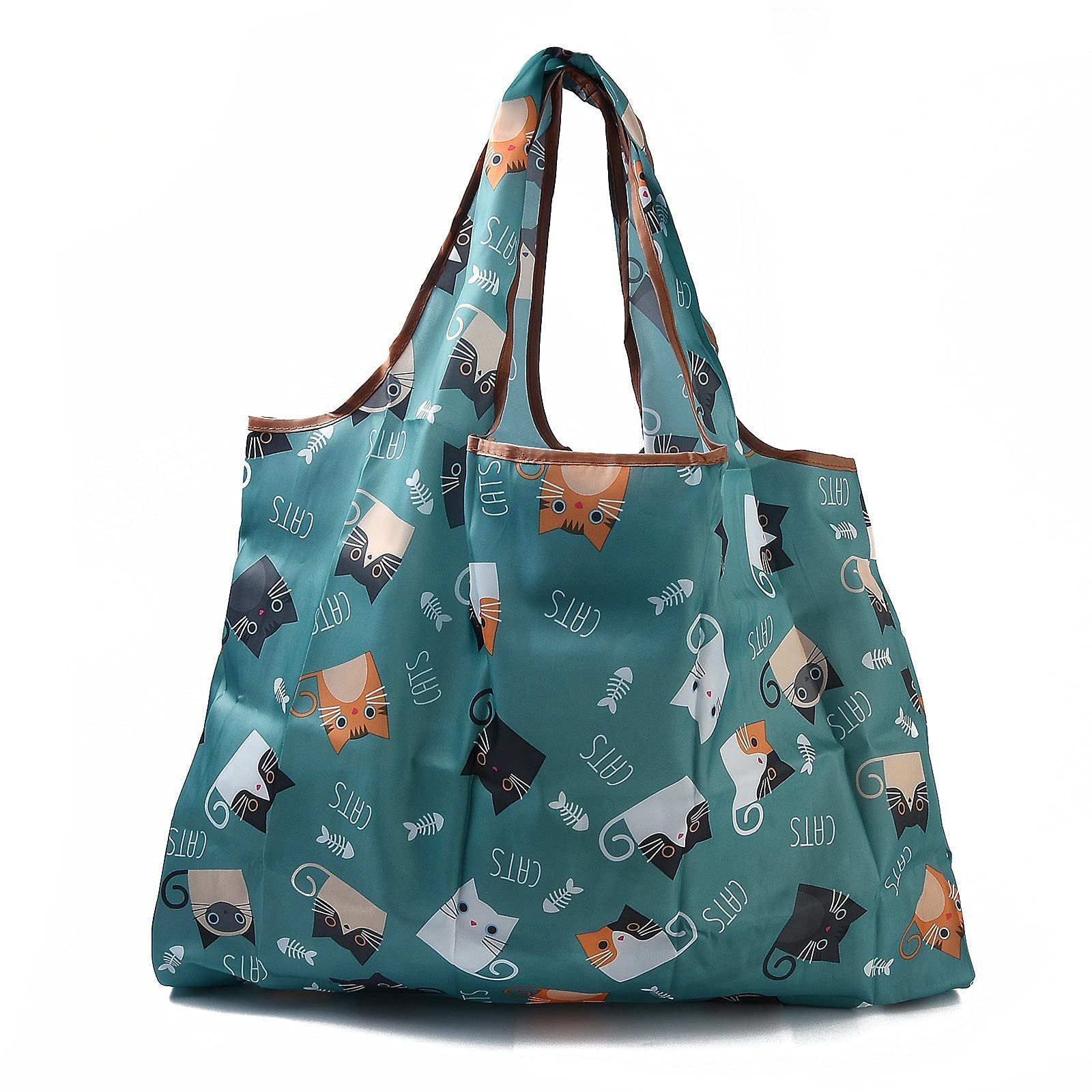 BEEFLYING 3 Pcs Foldable Shopping Bags Nylon Reusable Waterproof Tote Bag Foldaway Shopping Bags for Shopping Travel Outdoor Camping (52.5×60×0.15cm)