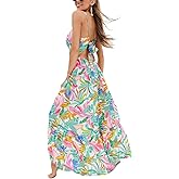 CUPSHE Women's Maxi Dress Floral Print Twisted V Neck Sleeveless Long Dress Summer Casual Dress