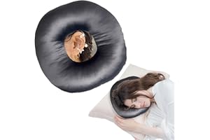 GCHC-CYL Ear Piercing Pillow for Side Sleepers，Donut Pillow with Ear Hole Ear Covers for Sleeping ，Pillow with arm Hole，Ear Guard Pillow for Ear Pain Ear Pressure (Gray- Silky Satin)