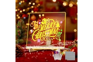 Conatu Acrylic Drawing Board for Kids, Acrylic Dry Erase Board with Light with Stand, Markers & Rags,LED note board with colors,Message Board, Perfect for Bedroom, Holidays,Home (7.9"L x 7.9"W-Single)