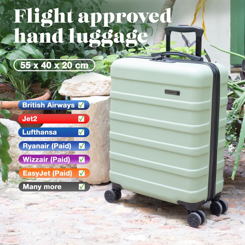 Cabin Max Anode 44L 55x40x20cm (22x16x8inch) Carry On Hand Luggage Suitcase - Lightweight, Hard Shell, 4 Wheels, 3 Digit Combination Lock (Graphite)