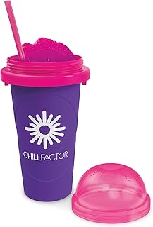 Slushy Maker Chillfactor Magic Freez | Slush Ice Becher mit Strohhalmlöffel | Eisbecher Glas Alternative für Eis selber machen | Slush Ice Maker (Brombeere)