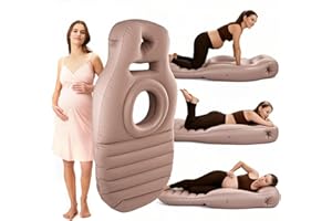 GRLUVXO Inflatable Pregnancy Pillow for Stomach Sleeping Full Body Pregnancy Mattress with Belly Hole Maternity Airbed for Pregnant Women Back & Hip Pain Relief (Brown)