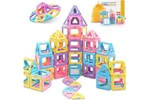 Feoxialy 44PCS Magnetic Tiles Toys for 3 4 5 6 7 8+ Year Old Boys Girls Macaron Castle Magnetic Building Blocks STEM Educational Learning Toys for Kids Girls Age 3-5 4-8 Christmas Birthday Gift