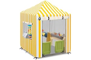 HADISI Outdoor Kids Playhouse Cover,Waterproof Cover Suitable for Multiple Brands with The Same Size Playhouse.Yellow and White Striped Full Coverage Cover(56" W x 56" D x 60.2" H)