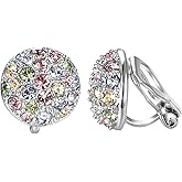 Yoursfs Clip On Earrings with Round Austrian Crystals Christmas Gifts For Women Kids Non Pierced Ears