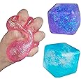 ORB Curiosities Cool Cubes 3 Pack - Fun, Sparkling, Squishy, Stretchy, and Slow Rising Sensory and Fidget Toys for Kids and Adults - Great Stress Relief Toys to Squeeze at Home, Desk, or Classroom