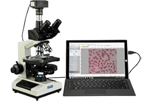 OMAX M837L Series LED Trinocular Compound Microscope - Professional Lab Microscope for Adults - 40X-2500X Magnification - Fea