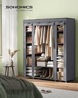 SONGMICS Fabric Wardrobe Portable Closet with 12 Compartments Grey LSF03G view 2